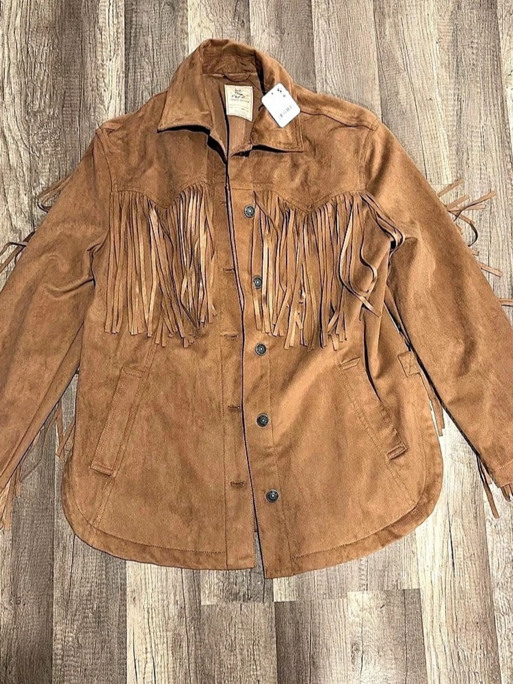 NWT We The Free Vegan Leather Fringe Jacket Fringe Jacket in Brown